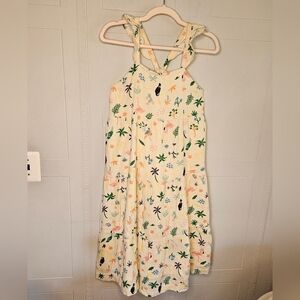Hanna Andersson Tropical Maxi Tiered Sleeveless Dress 14-16 (160cm) Ivory